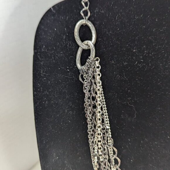 Vintage Multi Strand Silver Tone Statement Chain Necklace - Picture 5 of 7